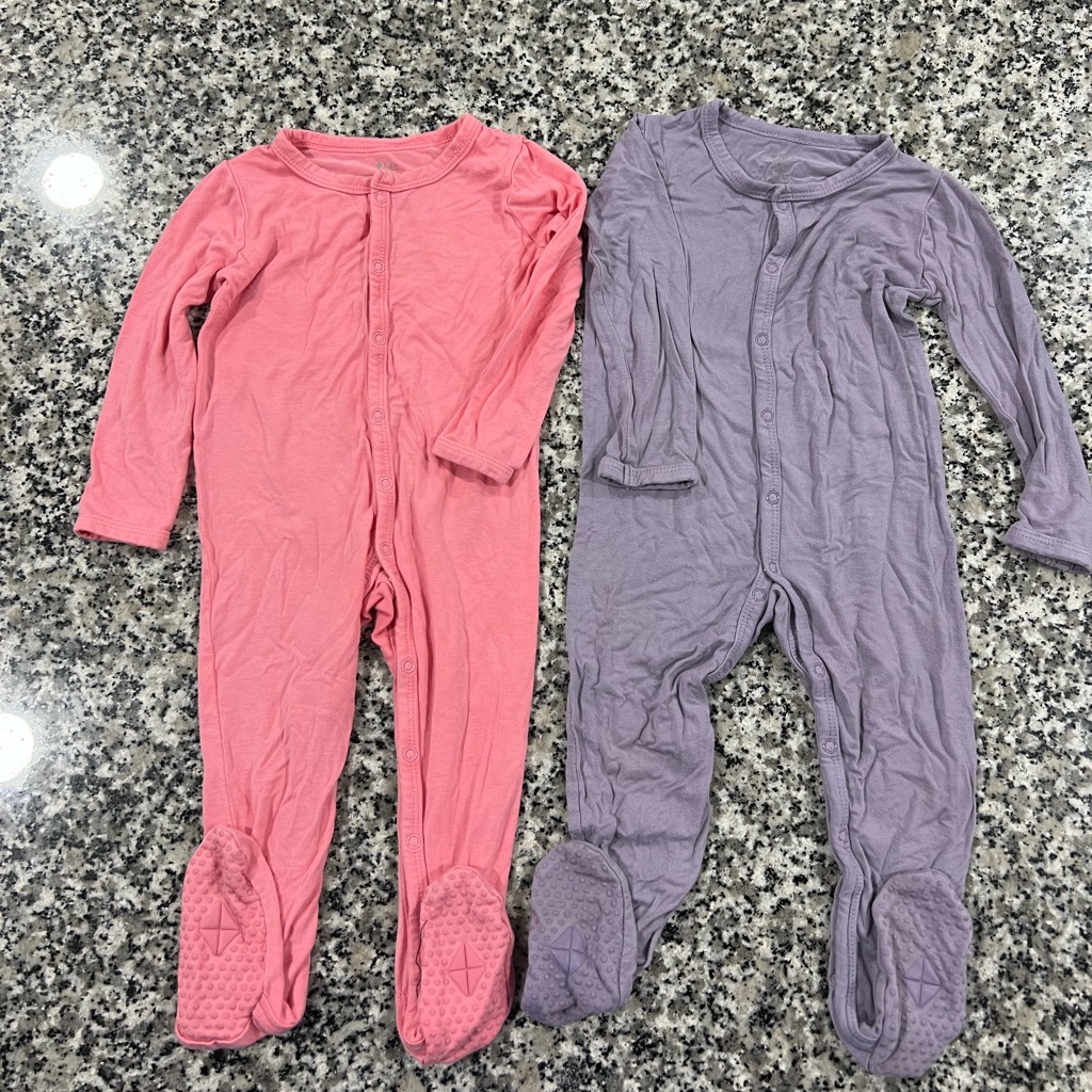 Kyte Baby Snap Footies 12-18 Months Rose And Taro Bundle